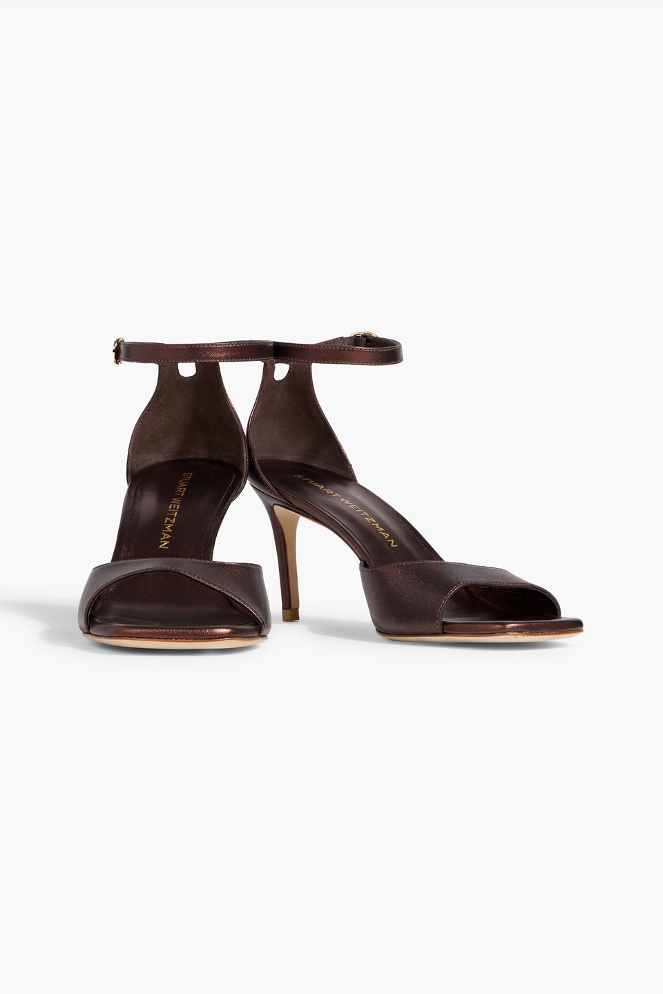 Stuart Weitzman Metallic Leather Sandals In Brown