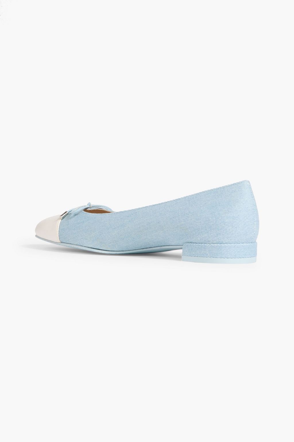 STUART WEITZMAN Sleek Bow leather-trimmed ballet flats