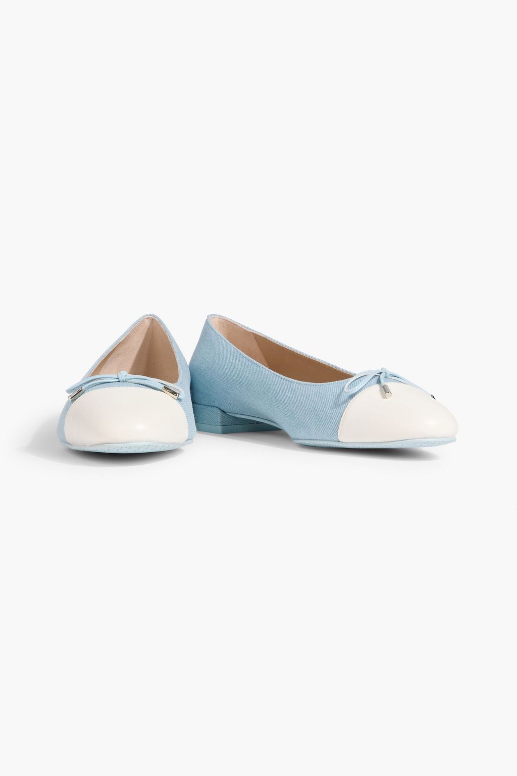 STUART WEITZMAN Sleek Bow leather-trimmed ballet flats