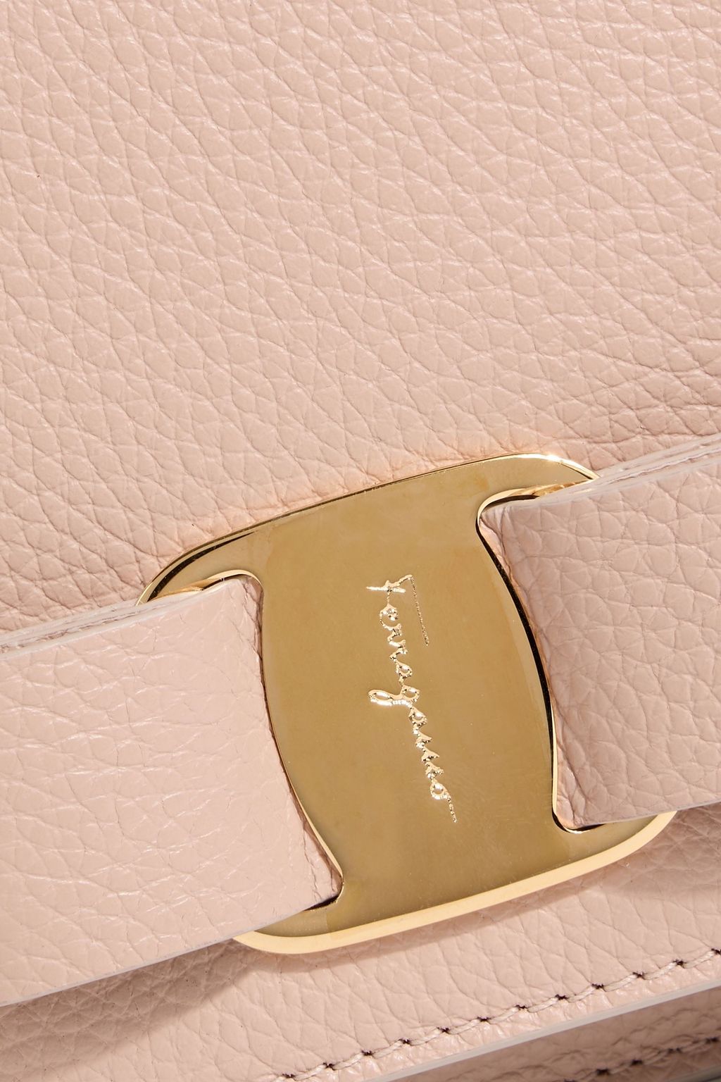 FERRAGAMO Vara Bow pebbled-leather cross-body bag