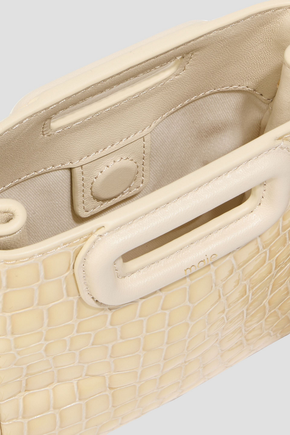 Maje Fringed Croc-effect Leather Shoulder Bag In White