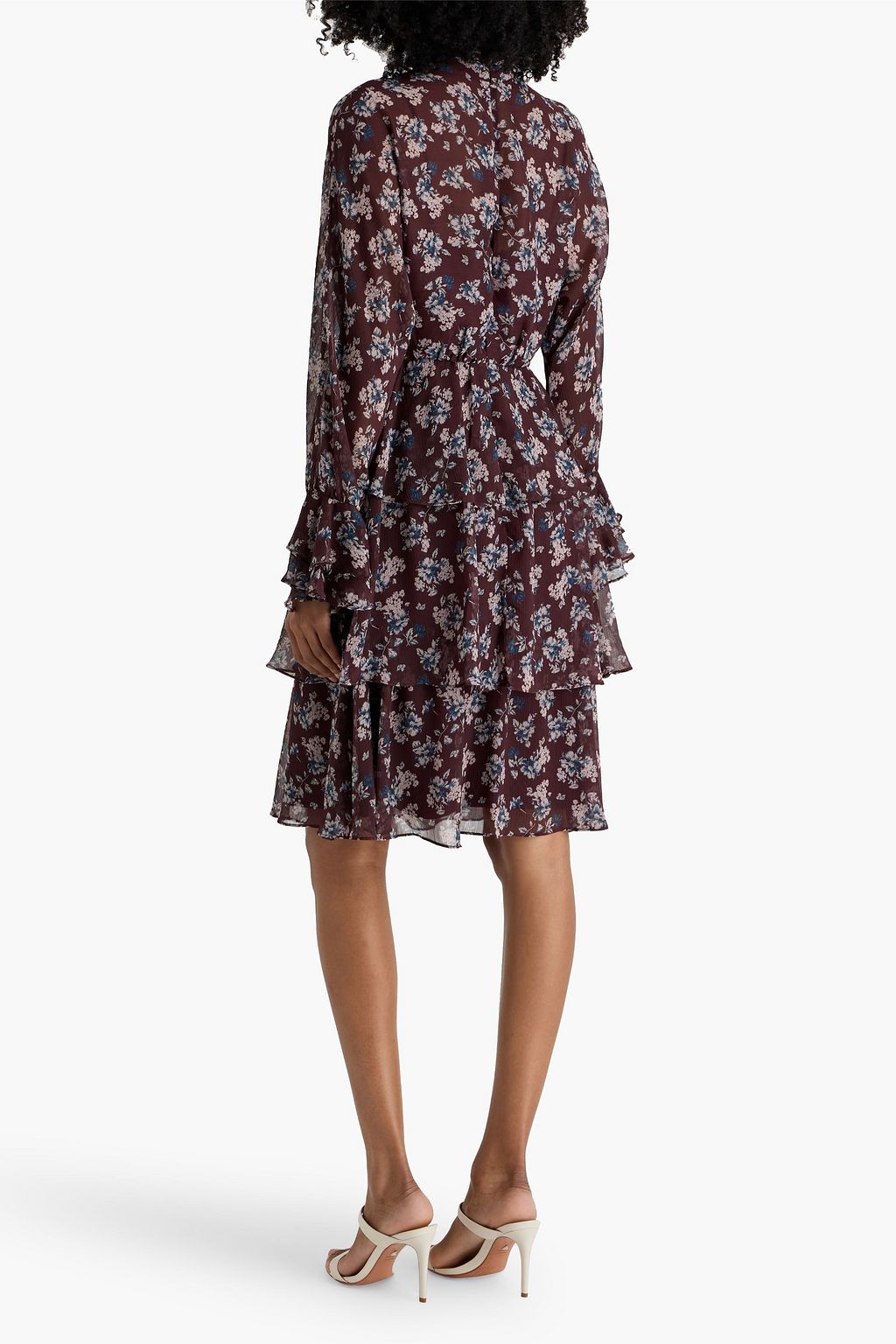 MIKAEL AGHAL Tiered floral-print georgette dress