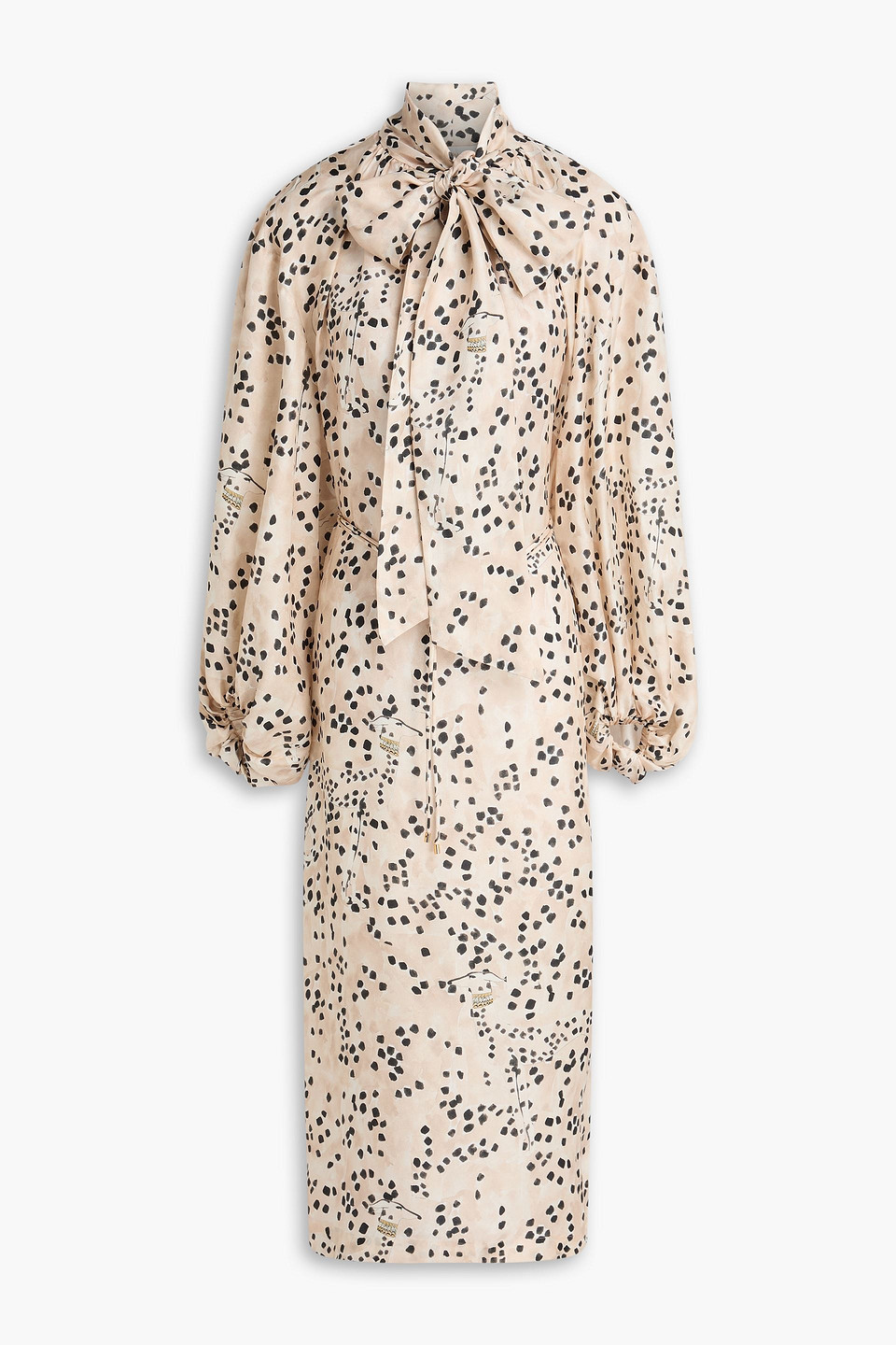 zimmermann - printed silk-twill midi dress - neutral - 2