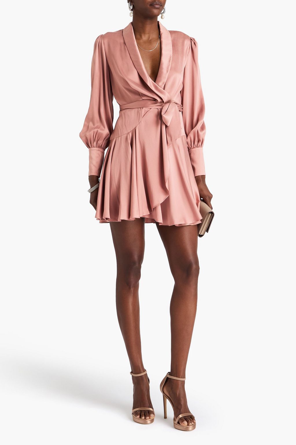 ZIMMERMANN Pleated washed-silk mini wrap dress