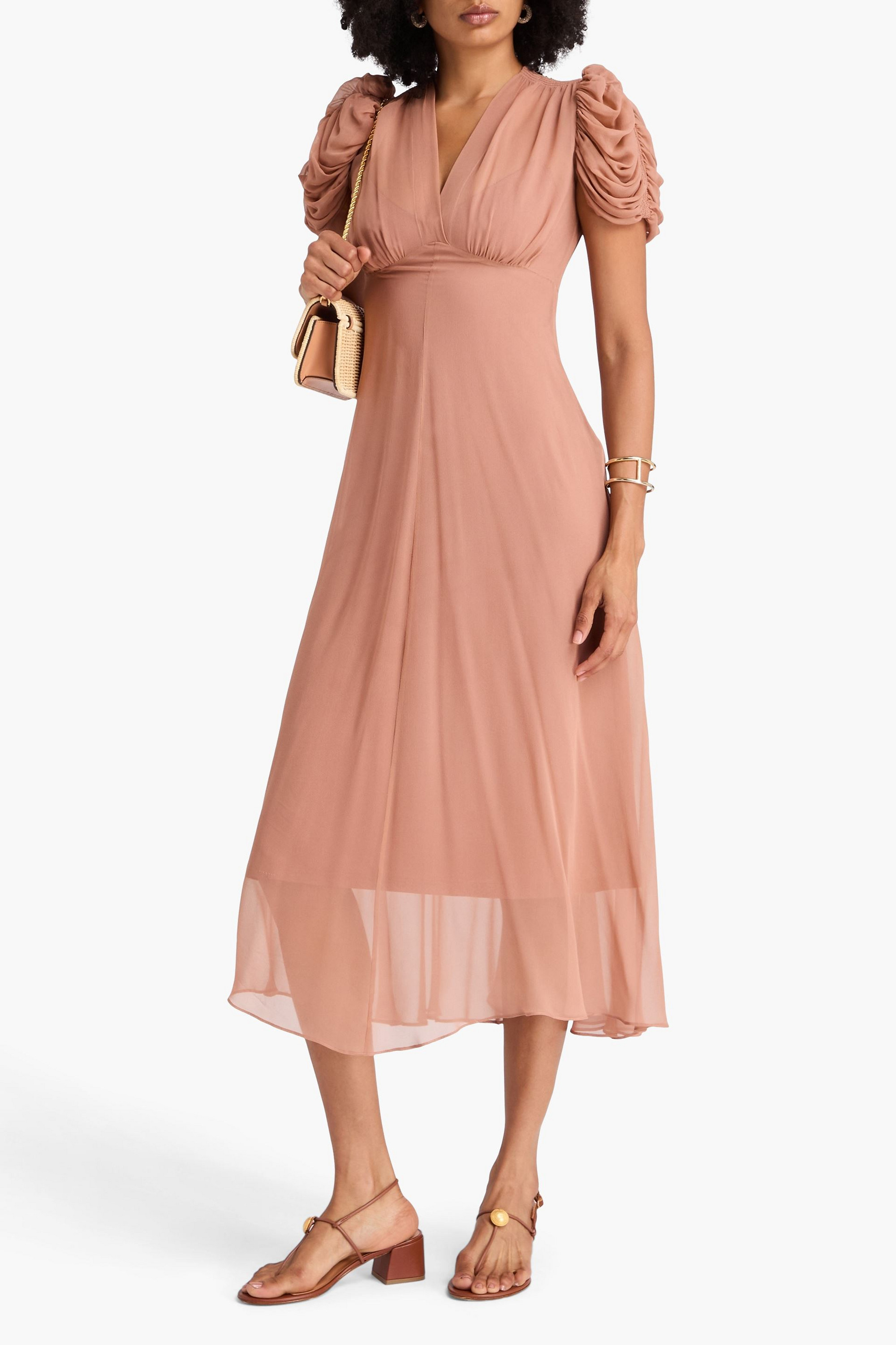 Zimmermann Gathered silk-chiffon midi dress