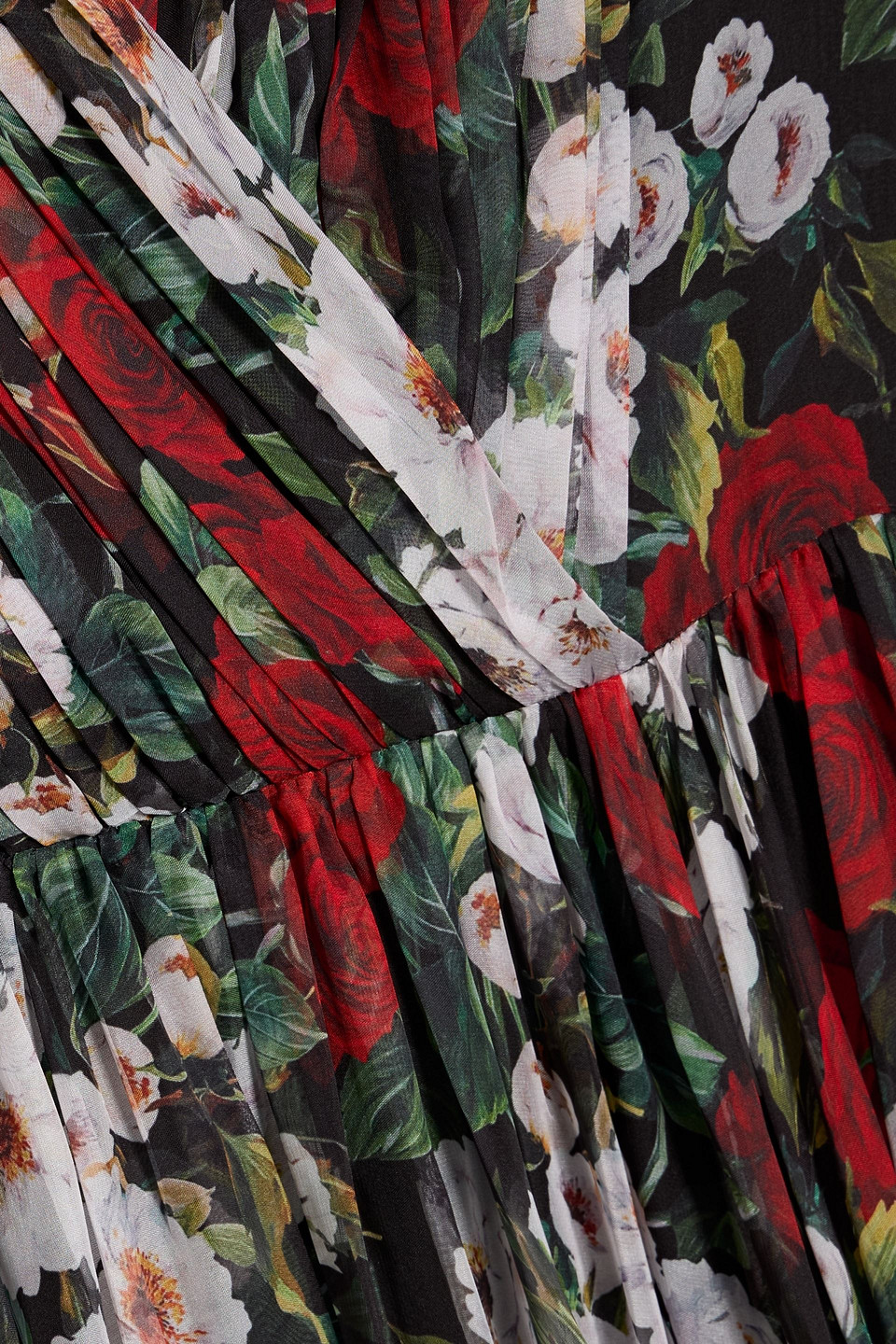 Mikael Aghal Pleated Floral-print Organza Maxi Dress In Multi