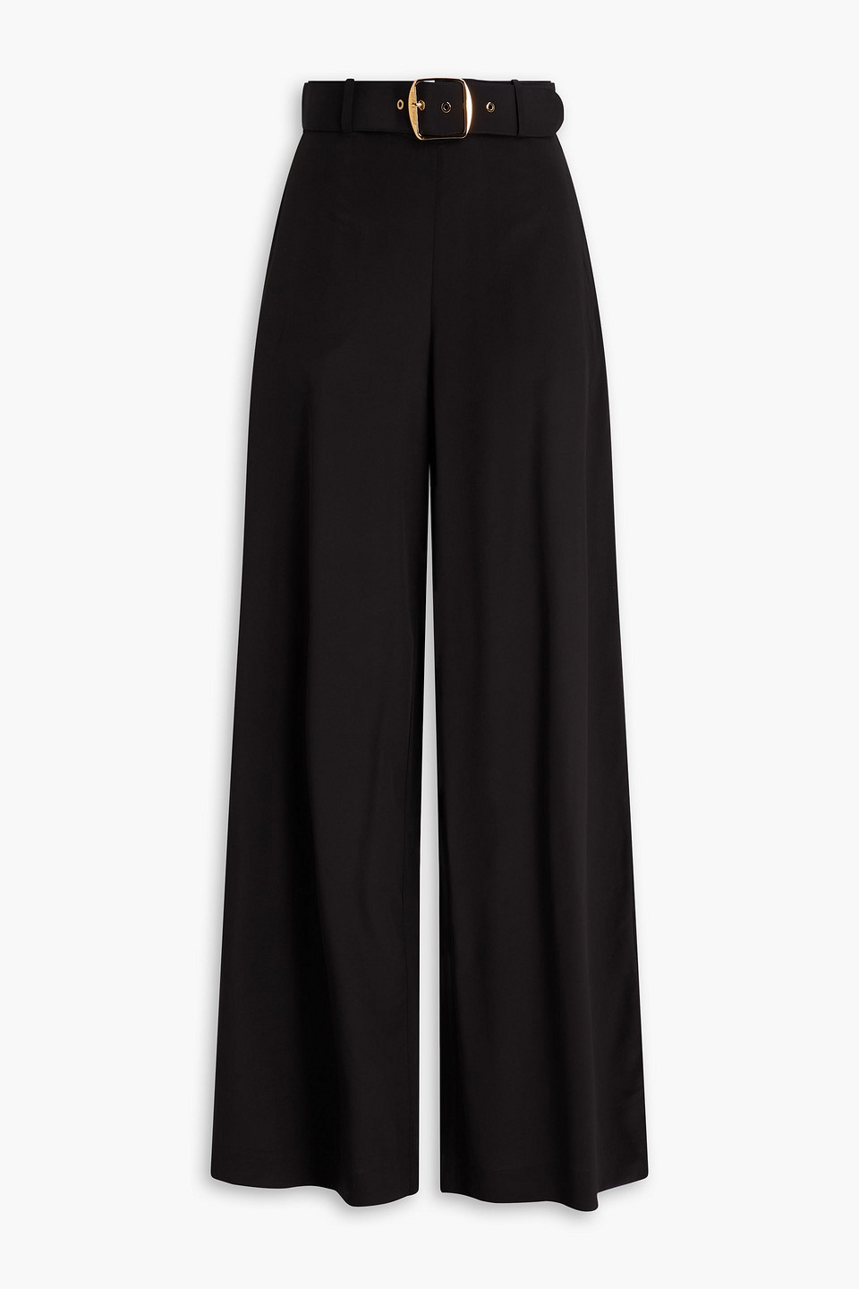 Zimmermann Belted Crepe De Chine Wide-leg Pants In Black