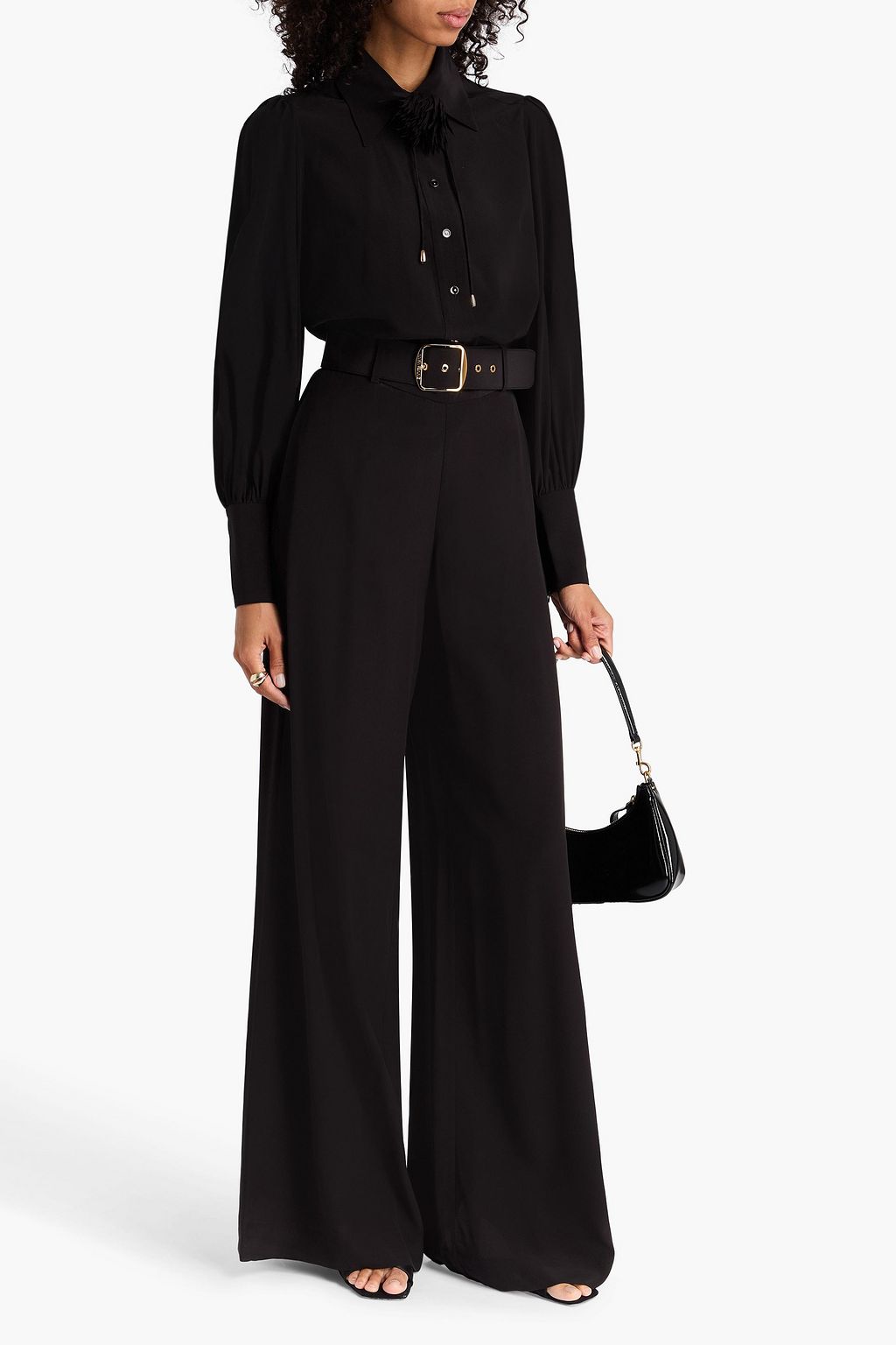 ZIMMERMANN Belted crepe de chine wide-leg pants