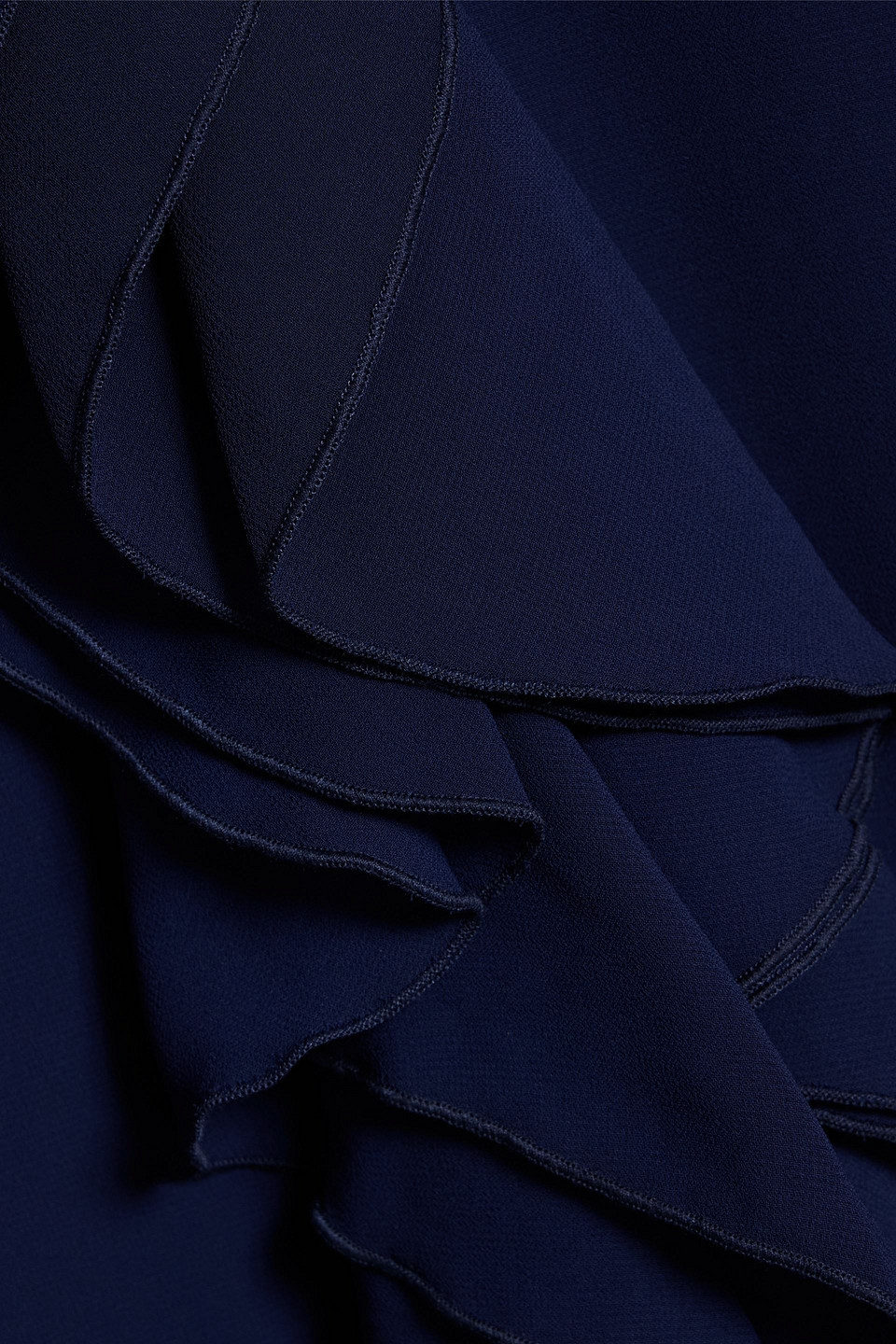 Mikael Aghal Ruffled Crepe De Chine Gown In Blue