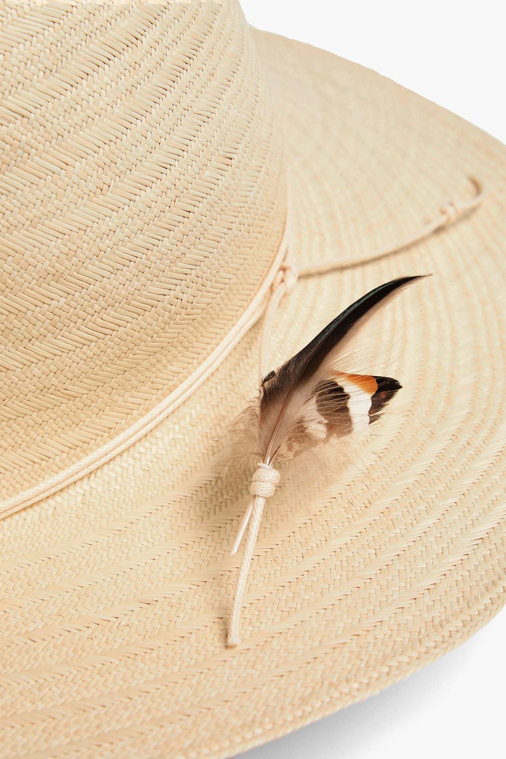 ZIMMERMANN قبّعة واقية من الشمس من القش مزينة بالريش