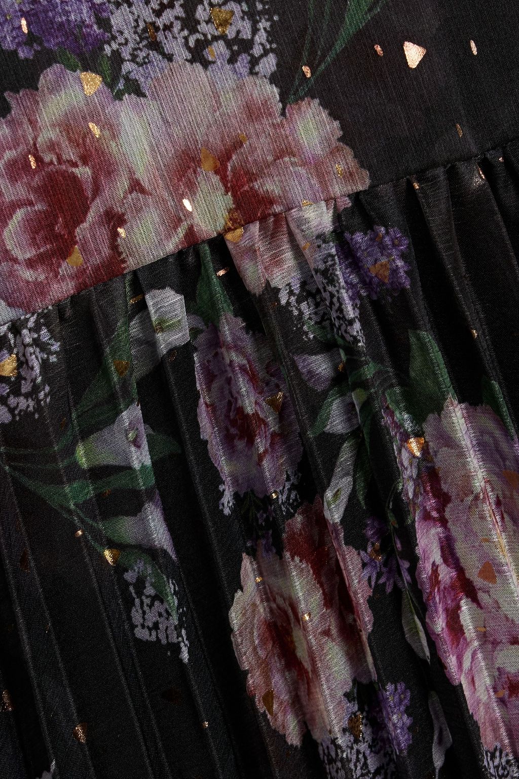 MIKAEL AGHAL Pleated floral-print metallic fil coupé chiffon maxi dress