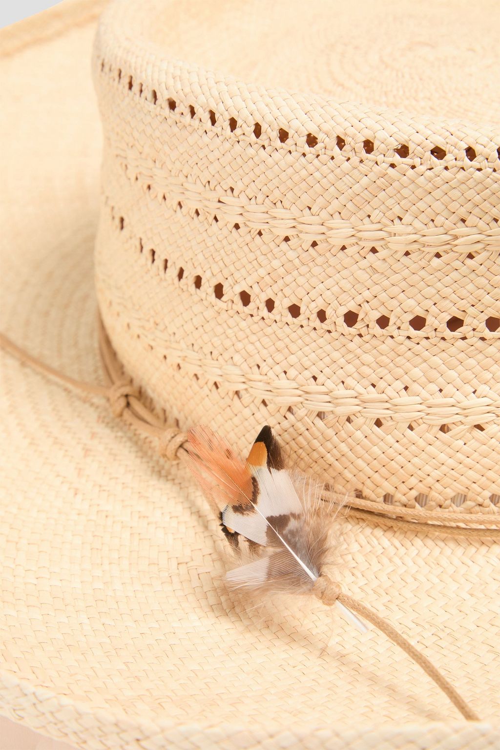 ZIMMERMANN Feather-embellished straw sun hat