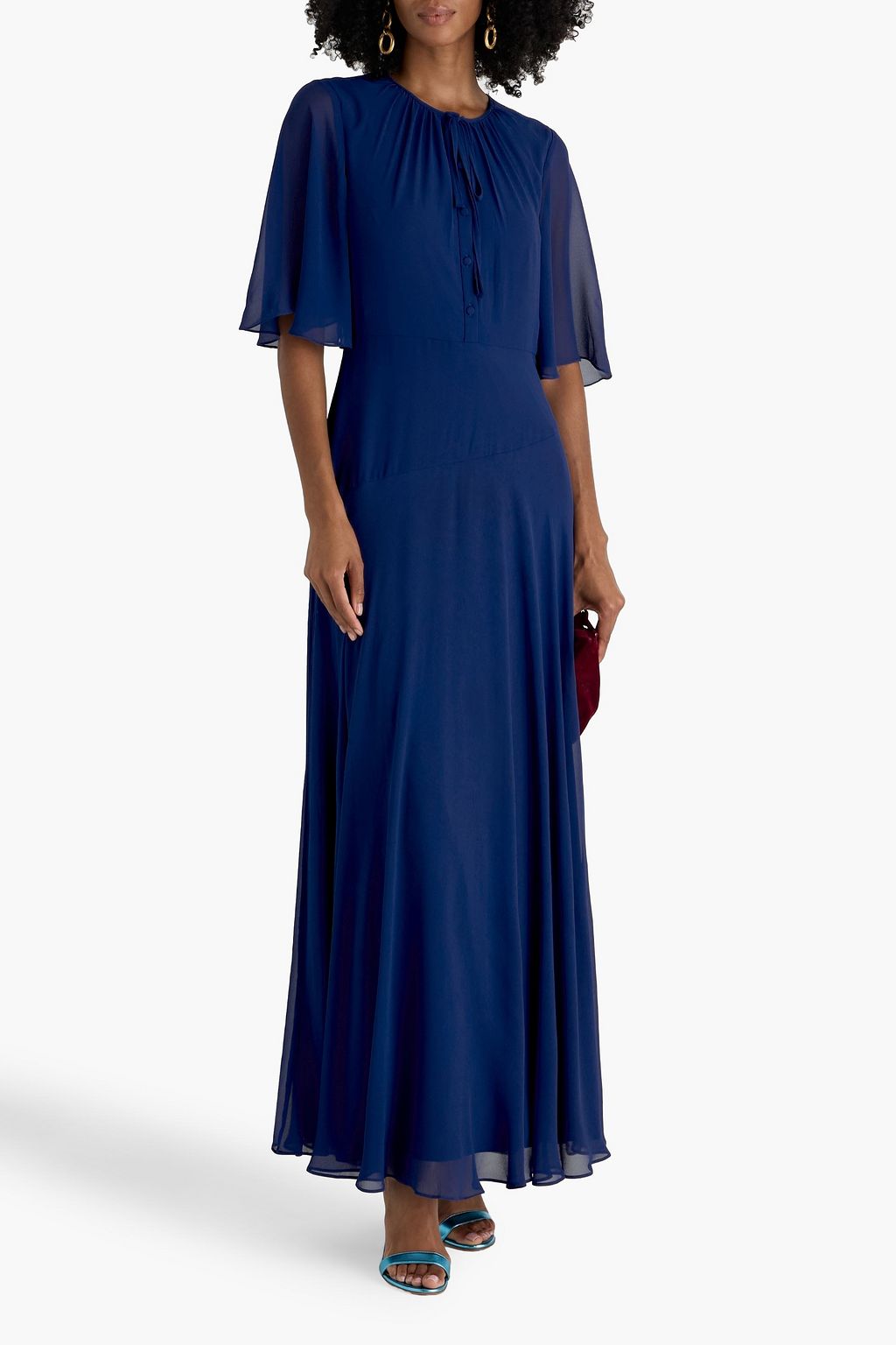 MIKAEL AGHAL Bow-detailed chiffon gown
