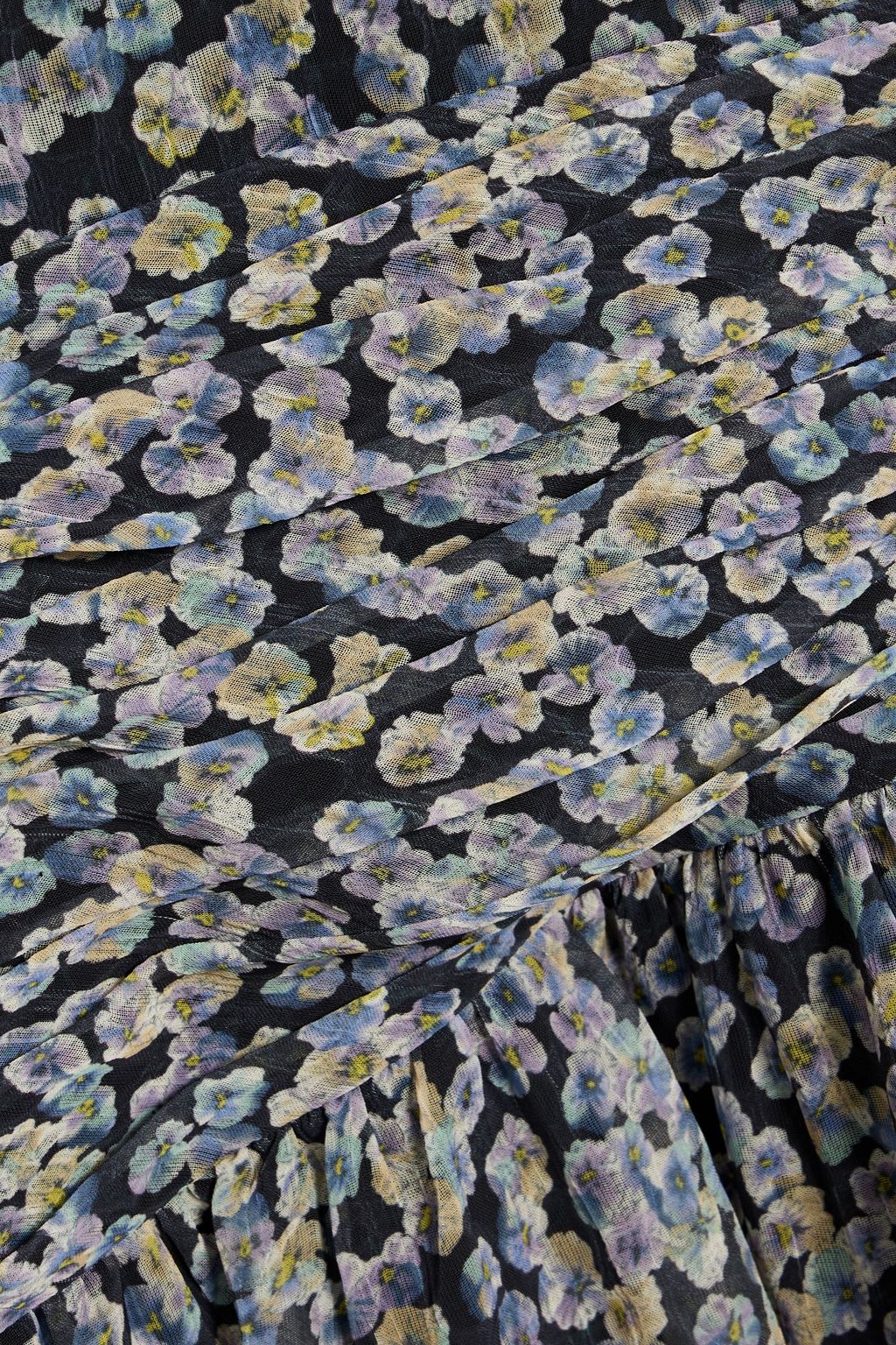 MIKAEL AGHAL Gathered floral-print chiffon midi dress