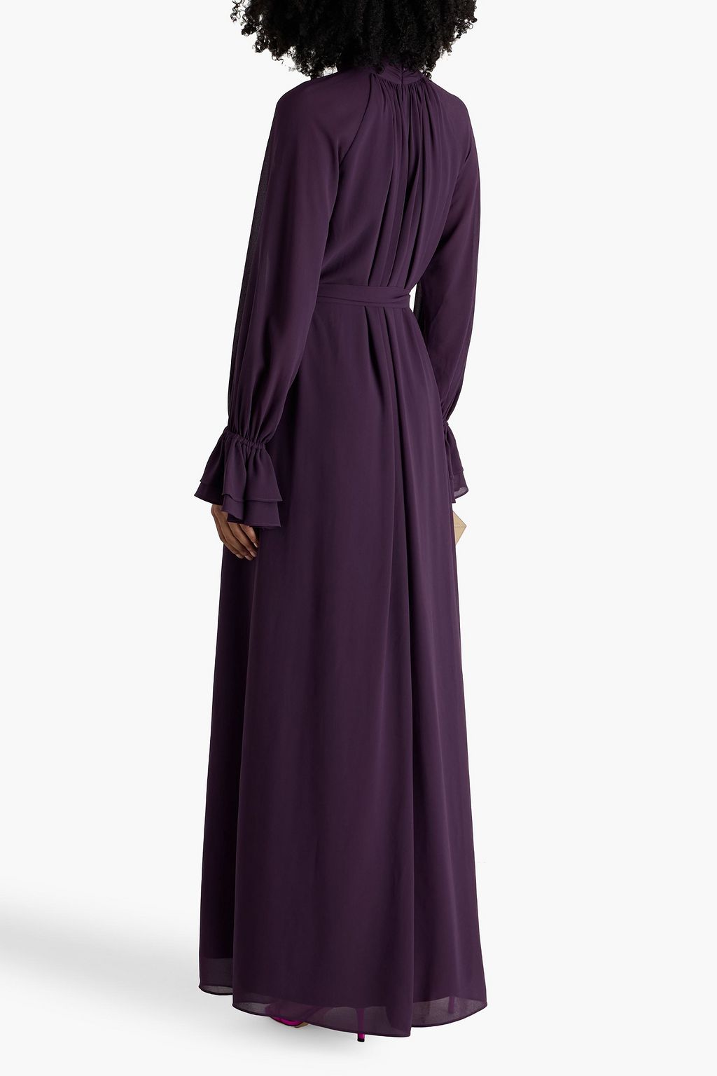 MIKAEL AGHAL Gathered chiffon maxi dress