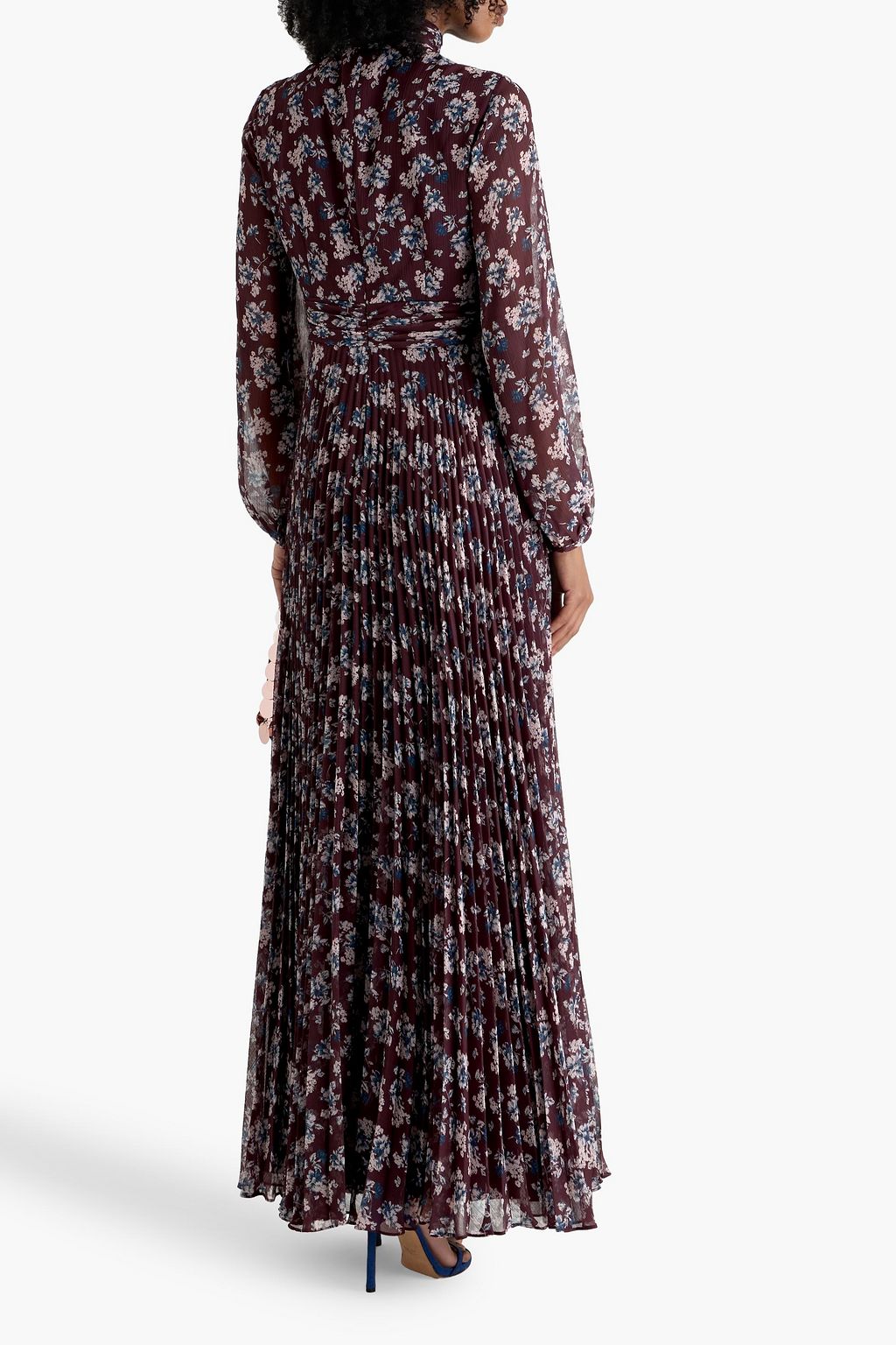 MIKAEL AGHAL Pleated floral-print georgette gown