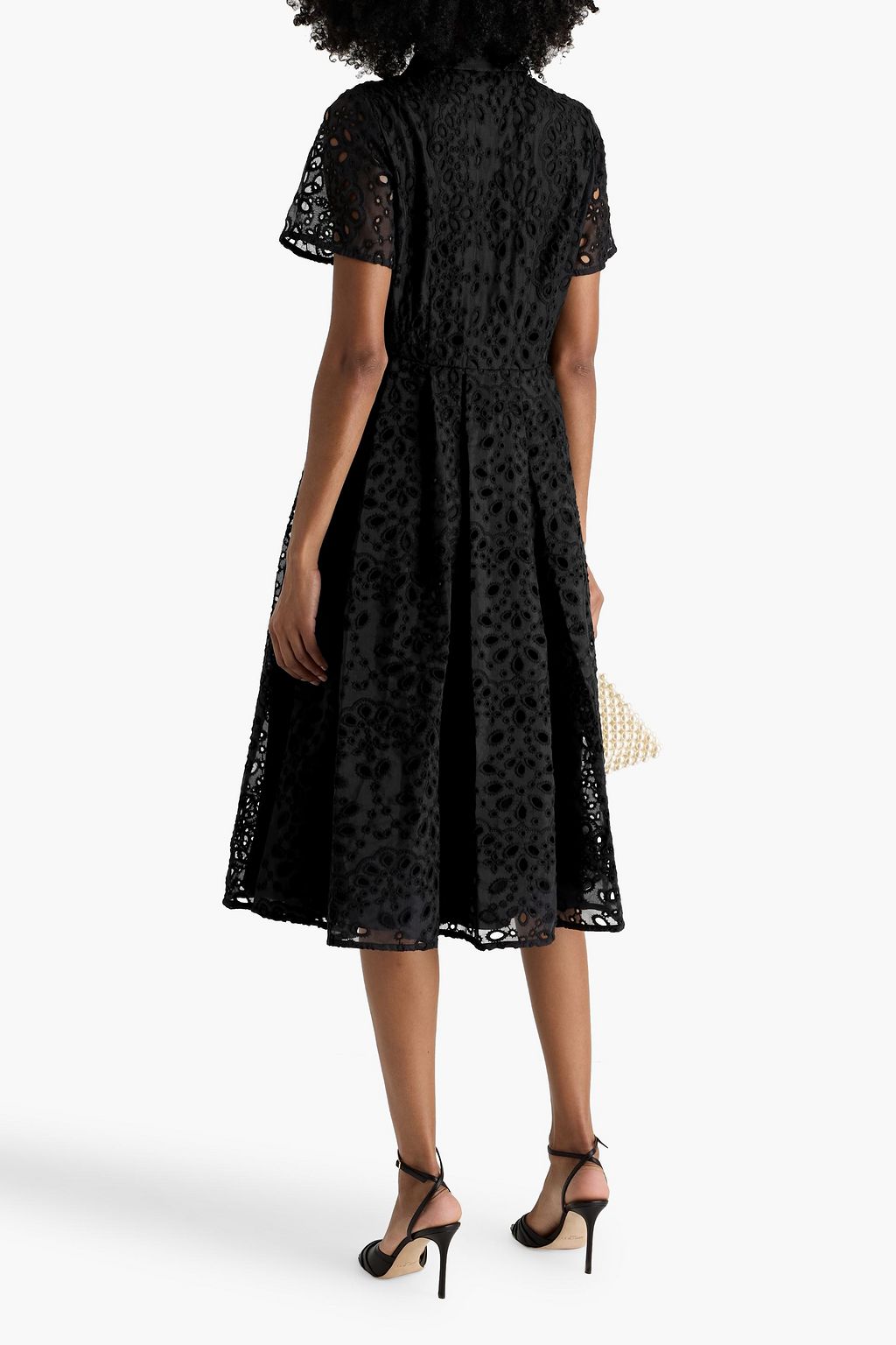 MIKAEL AGHAL Pleated broderie anglaise organza midi shirt dress