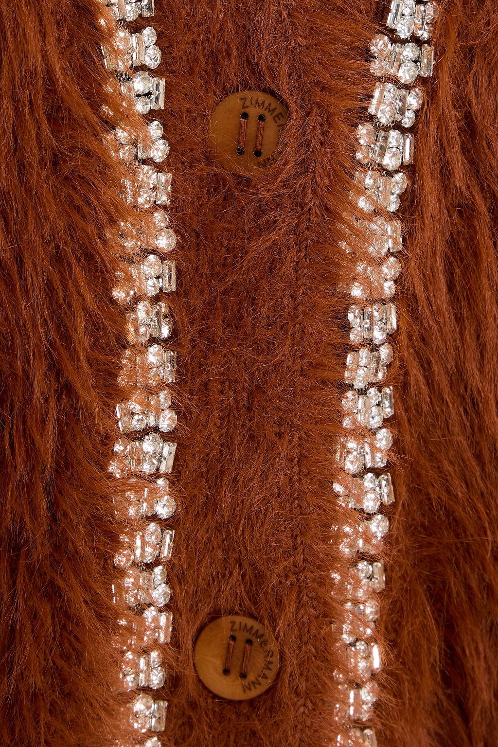 ZIMMERMANN Crystal-embellished brushed knitted cardigan