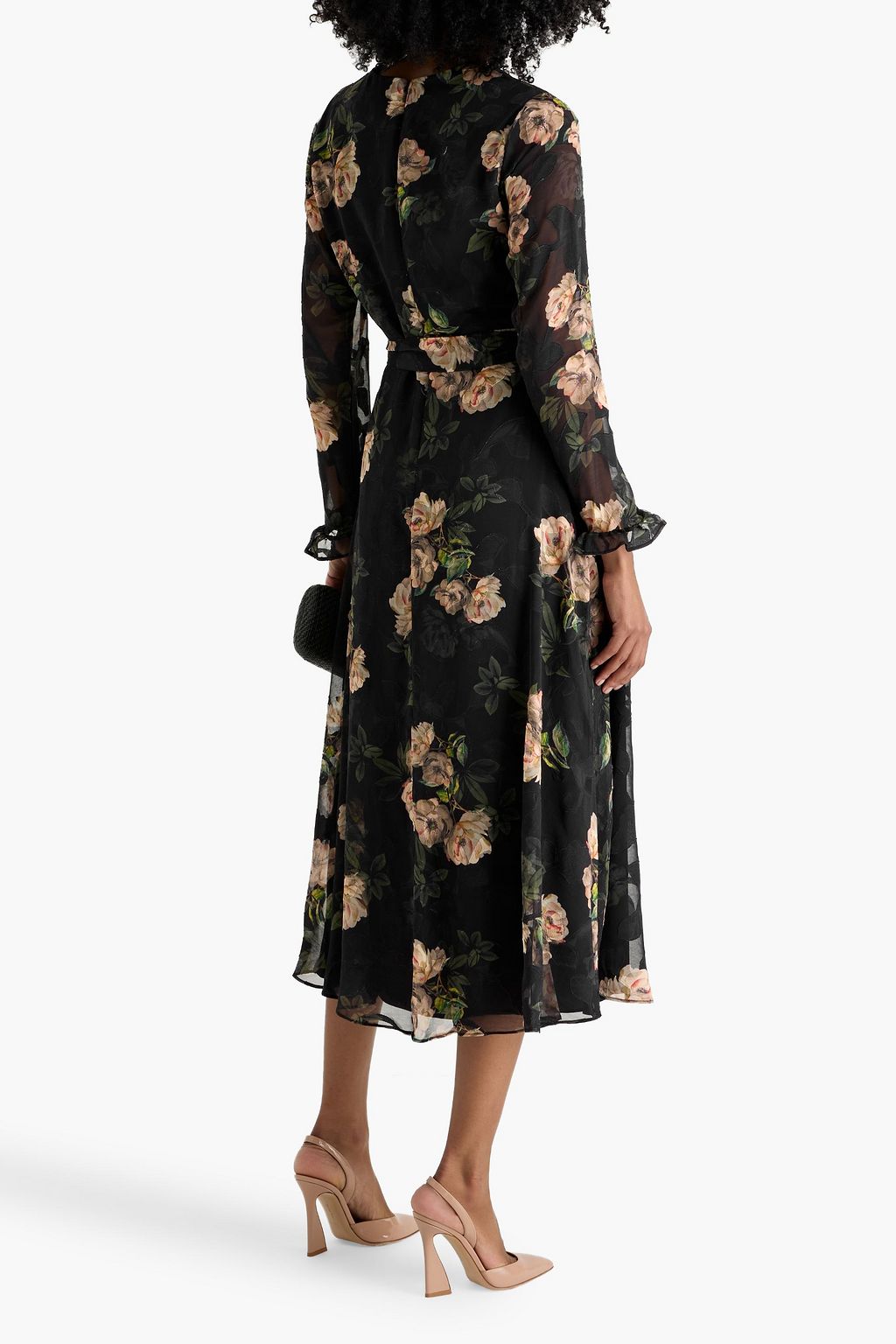 MIKAEL AGHAL Floral-print fil coupé chiffon midi dress