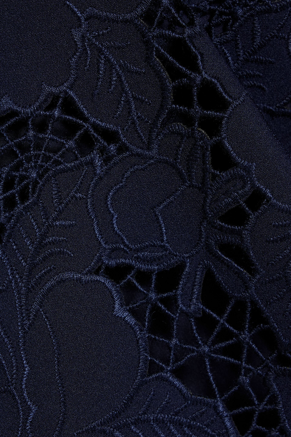 Mikael Aghal Belted Guipure Lace And Crepe Midi Dress In Blue