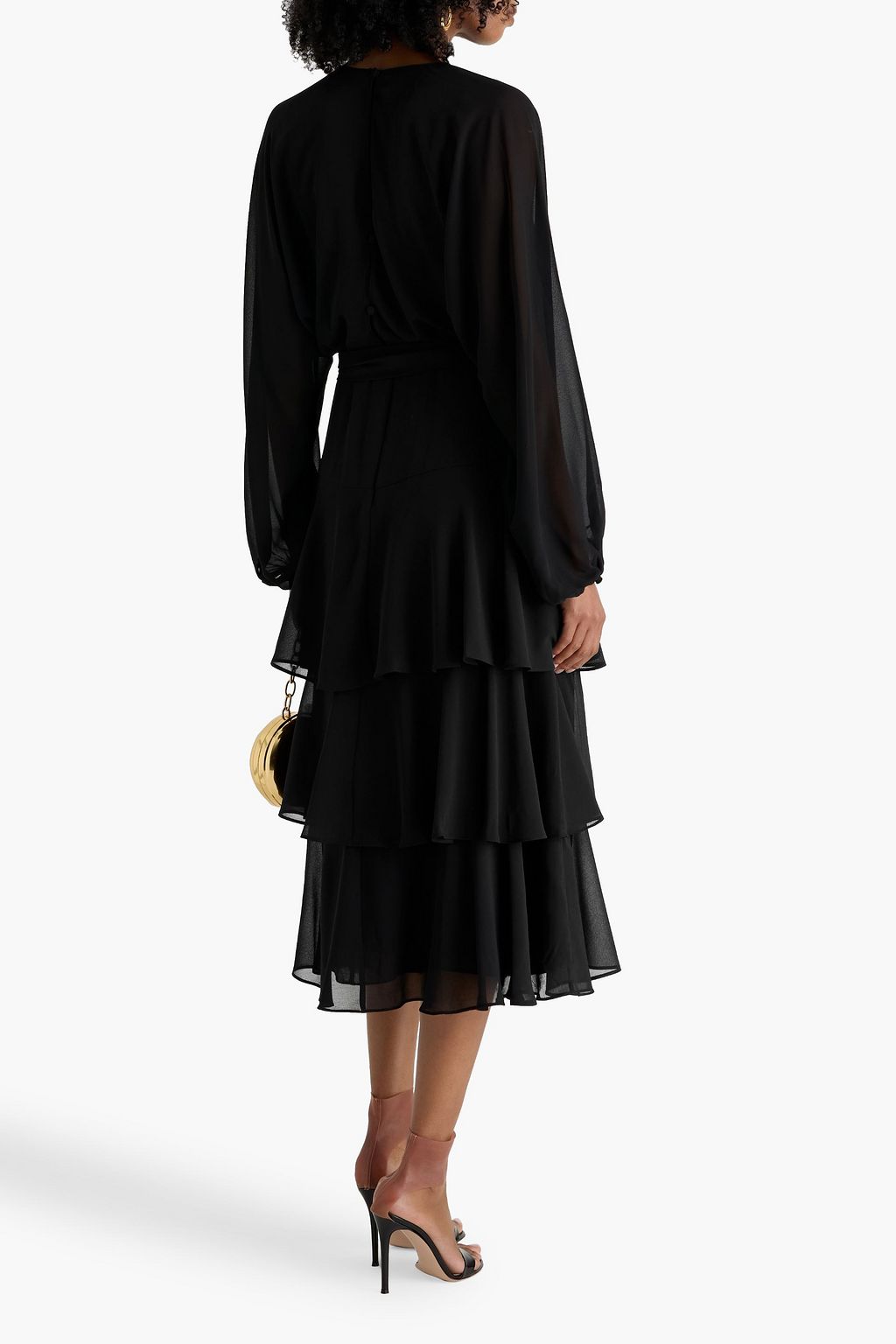 MIKAEL AGHAL Tiered chiffon midi dress