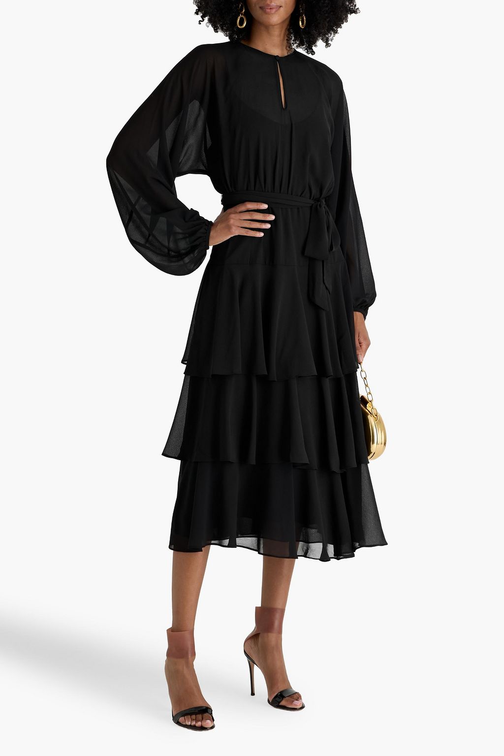 MIKAEL AGHAL Tiered chiffon midi dress