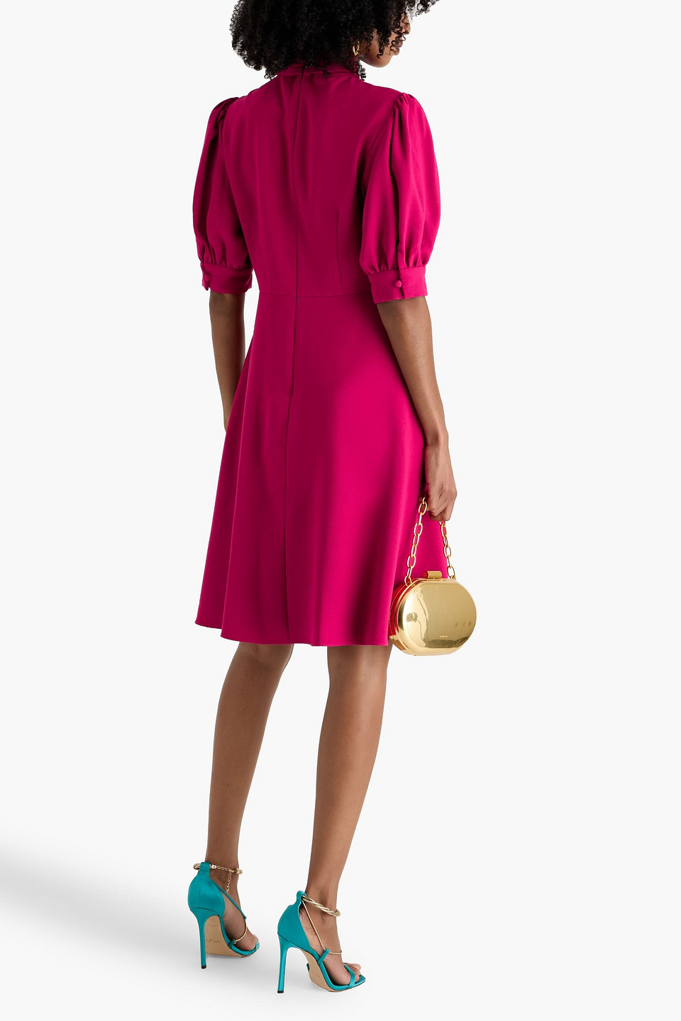 Mikael Aghal Pussy-bow Crepe Dress In Pink