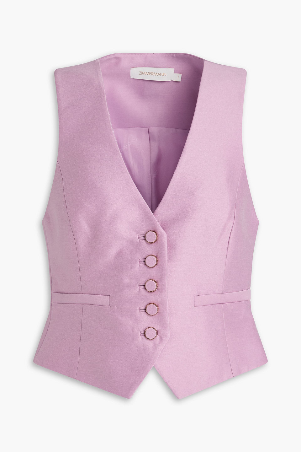 zimmermann - wool and silk-blend shantung vest - purple - 00