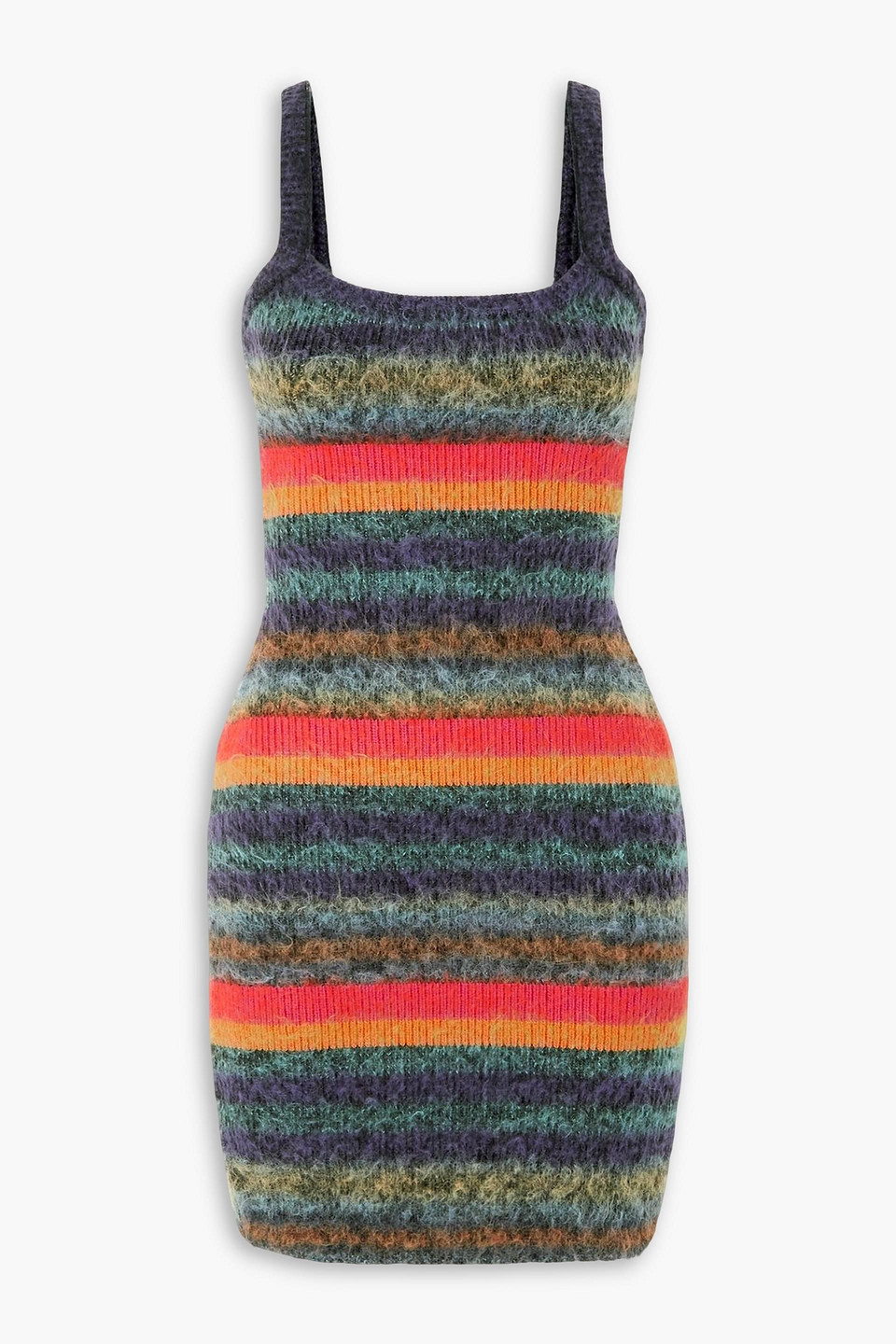Agr Brushed Striped Cotton-blend Mini Dress In Multi