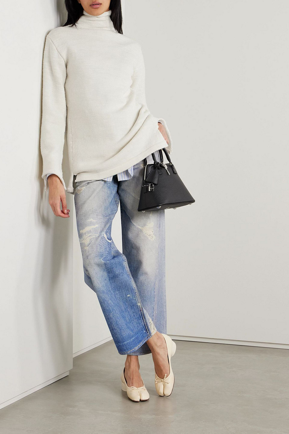  Maison Margiela - Stehkragenpullover Aus Einer Wollmischung - Weiß - S 