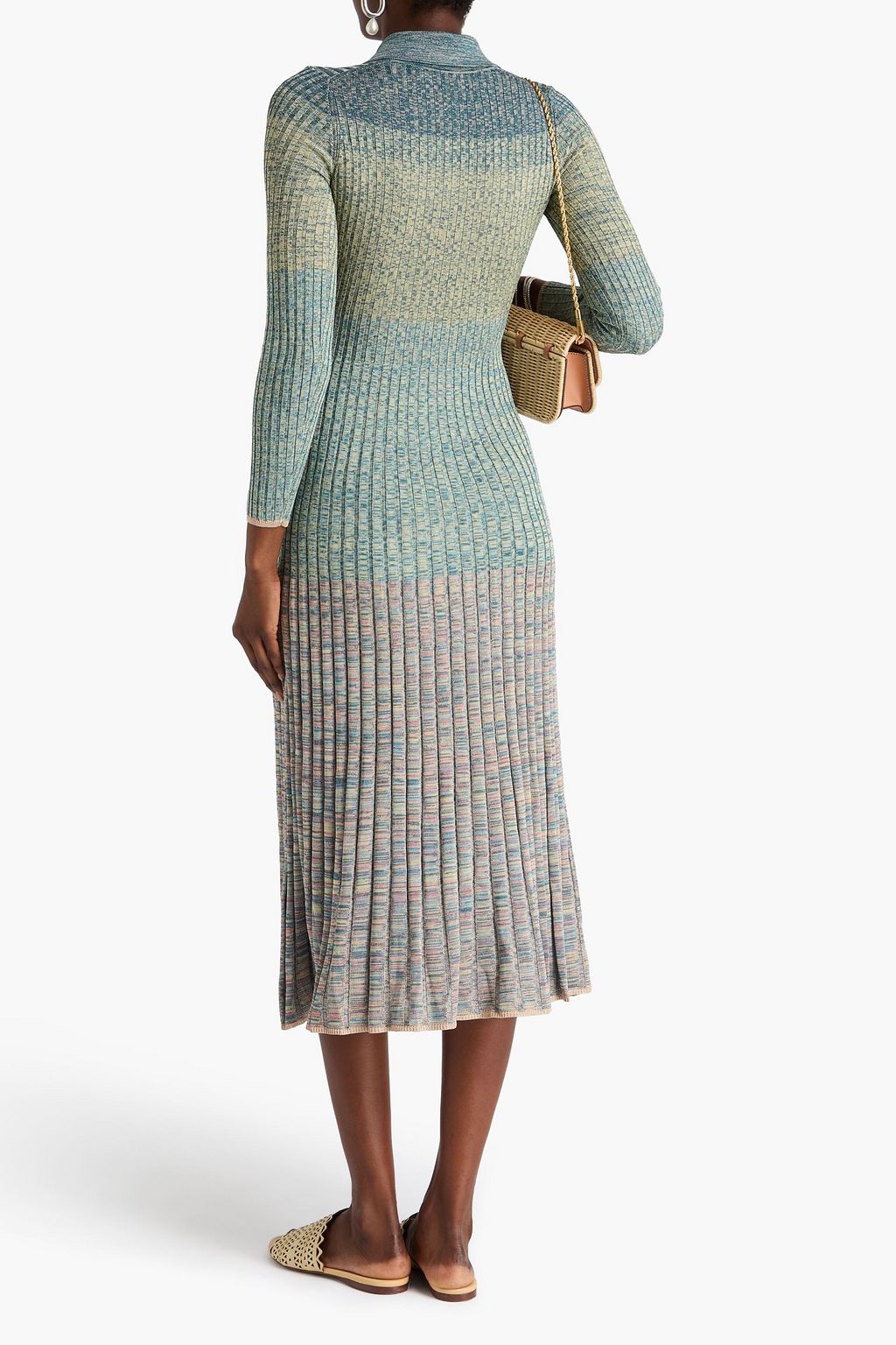 ZIMMERMANN Marled ribbed-knit midi shirt dress
