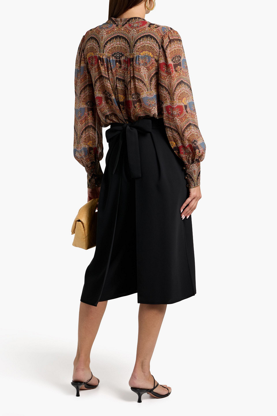 Veronica Beard Esmeralda Printed Silk Crepe De Chine Top In Brown