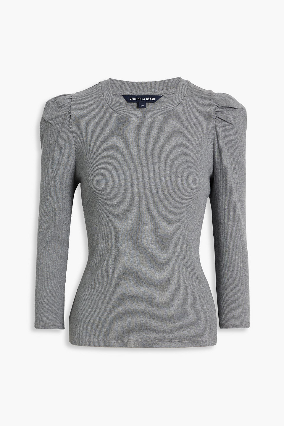 Veronica Beard Britney Ribbed Stretch-pima Cotton-jersey Top In Gray