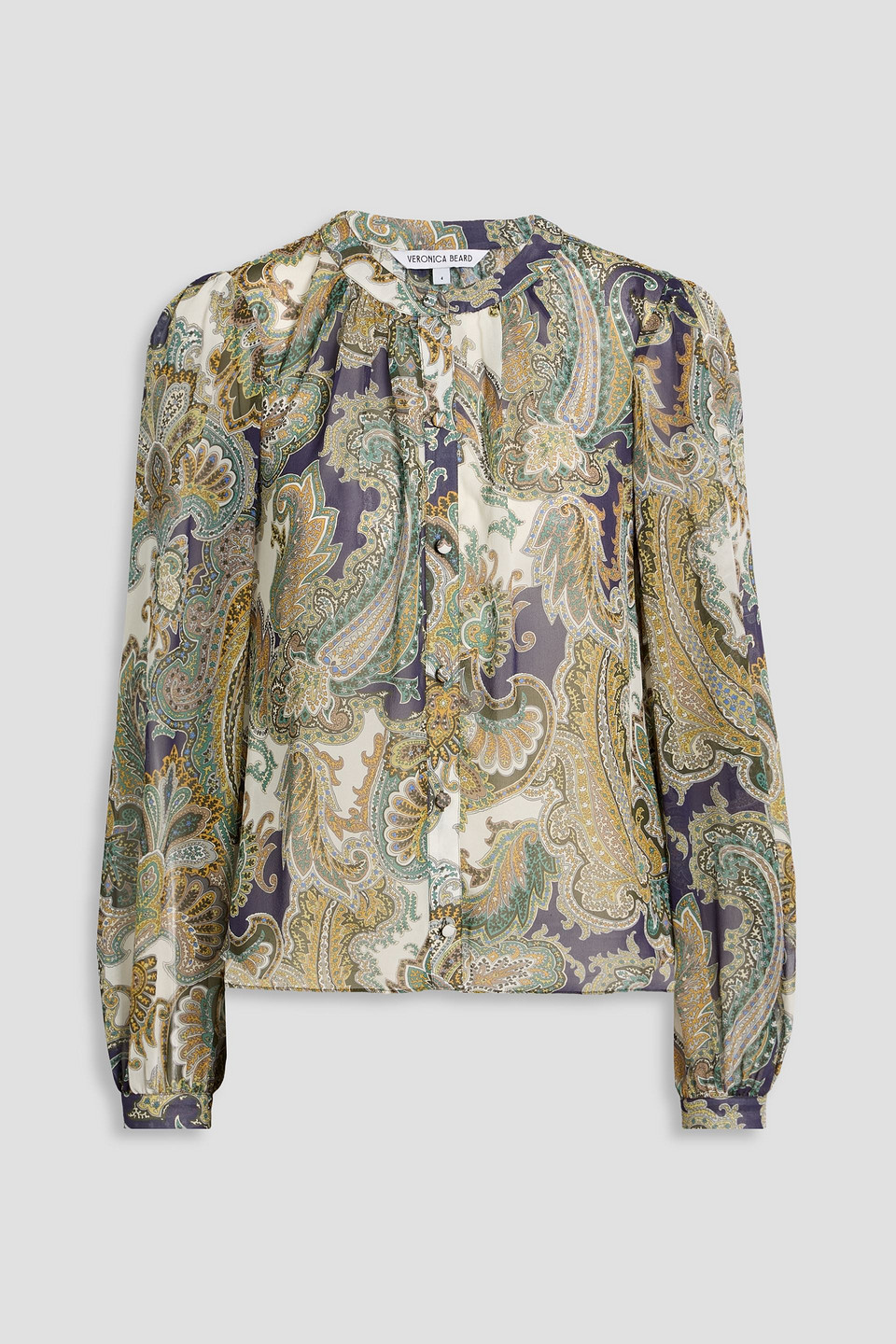 Veronica Beard Ashlynn Paisley-print Cupro-blend Chiffon Blouse In White