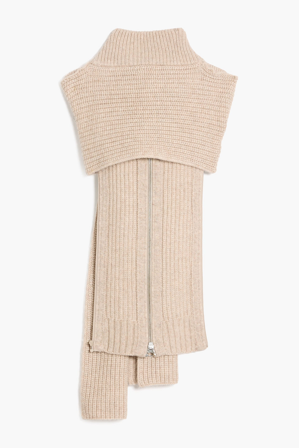 Veronica Beard Dorsey Ribbed Wool And Cashmere-blend Dickey In Nude