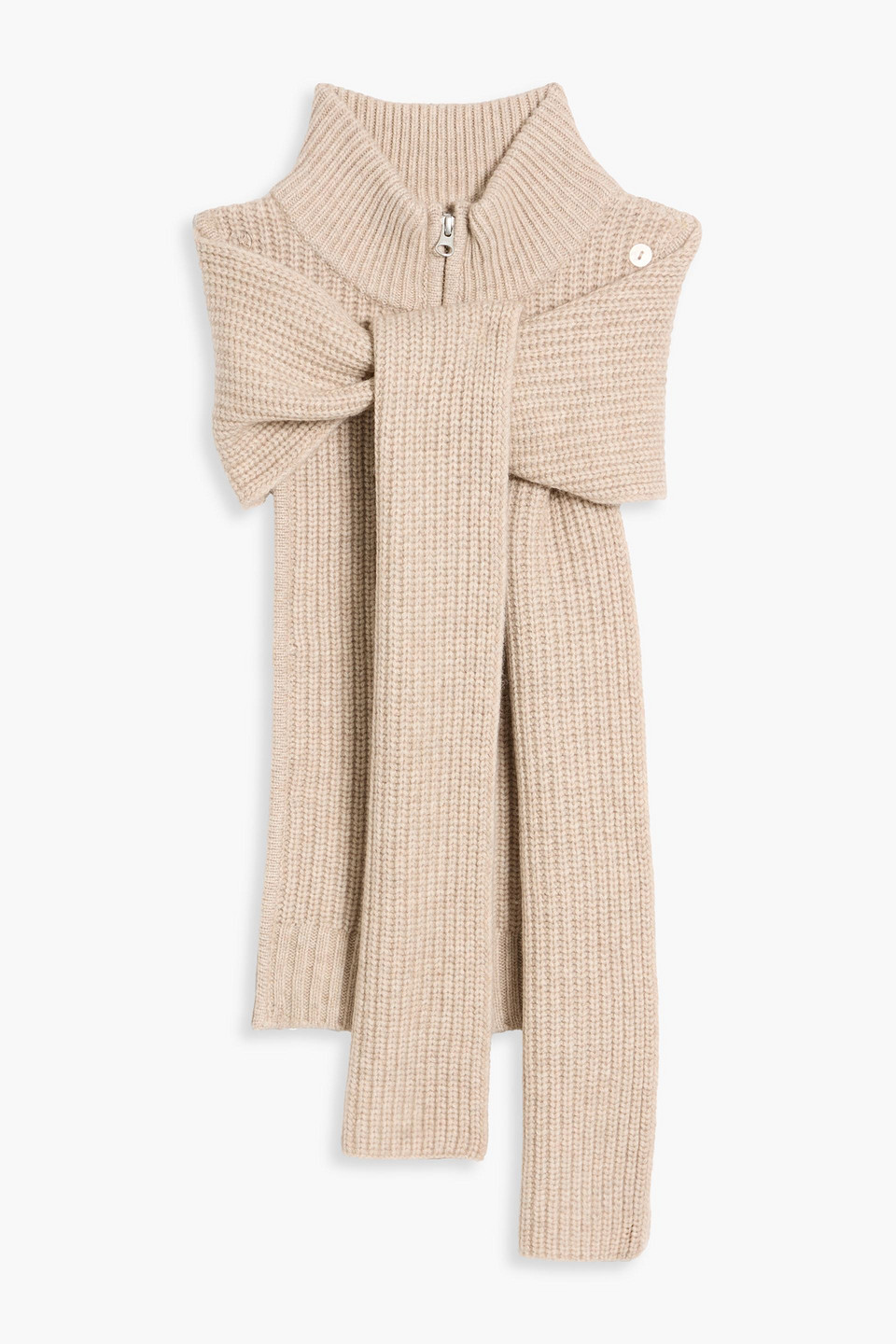 Veronica Beard Dorsey Ribbed Wool And Cashmere-blend Dickey In Nude