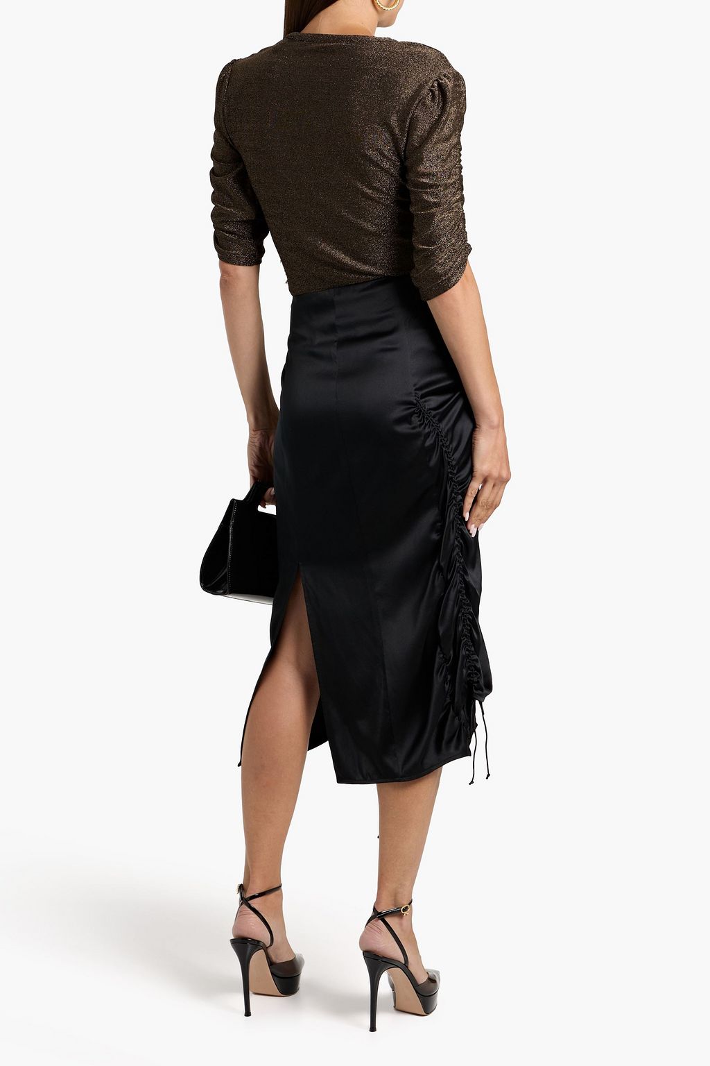 VERONICA BEARD Waldorf metallic stretch-jersey top