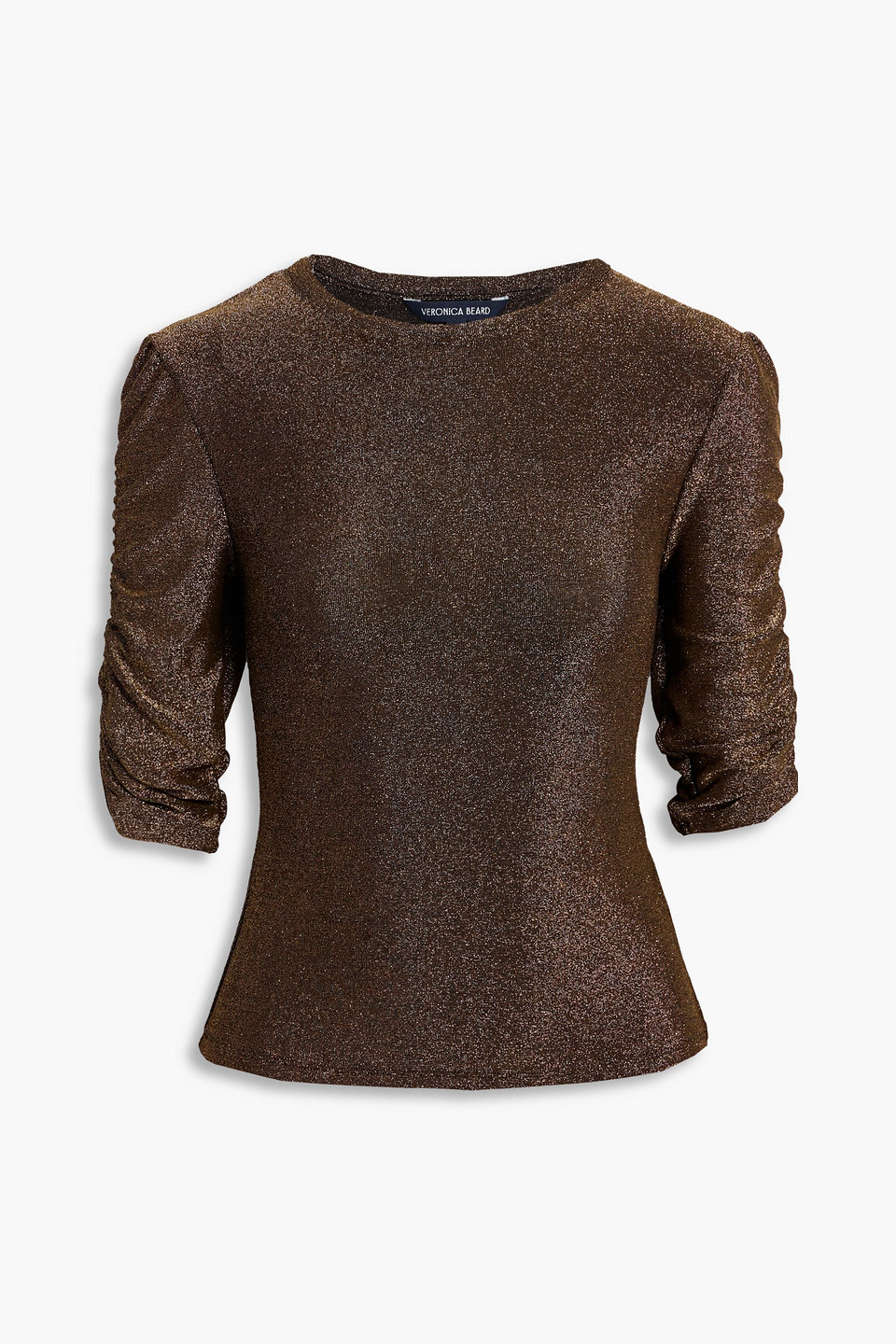 veronica beard - waldorf metallic stretch-jersey top - brown - xs