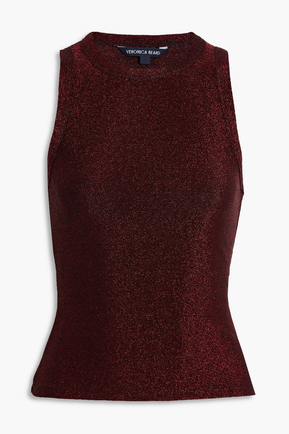 Veronica Beard Jordyn Metallic Stretch-jersey Tank In Brown