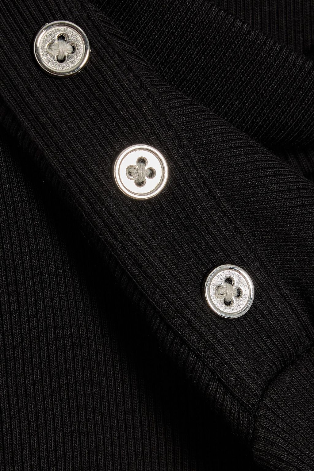 VERONICA BEARD Nate button-embellished ribbed Pima cotton-blend jersey turtleneck top