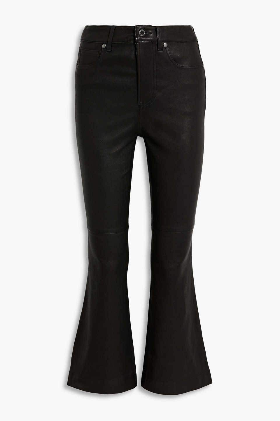 Veronica Beard Carson Leather Flared Pants In Black