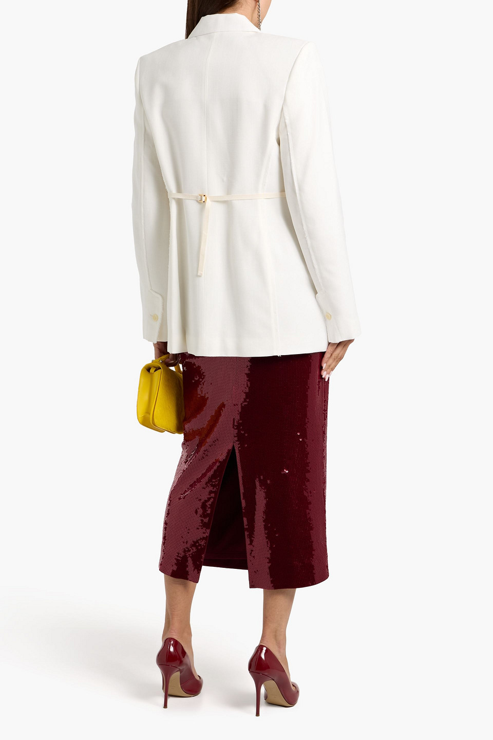 Veronica Beard Koa Sequined Stretch-jersey Midi Pencil Skirt In Burgundy