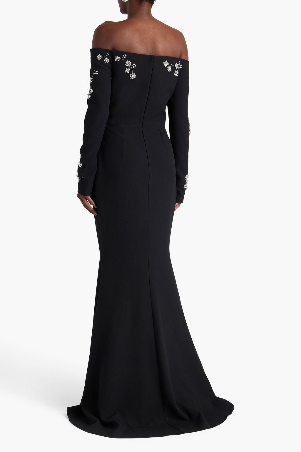 SAFIYAA Sonya off-the-shoulder embellished crepe gown