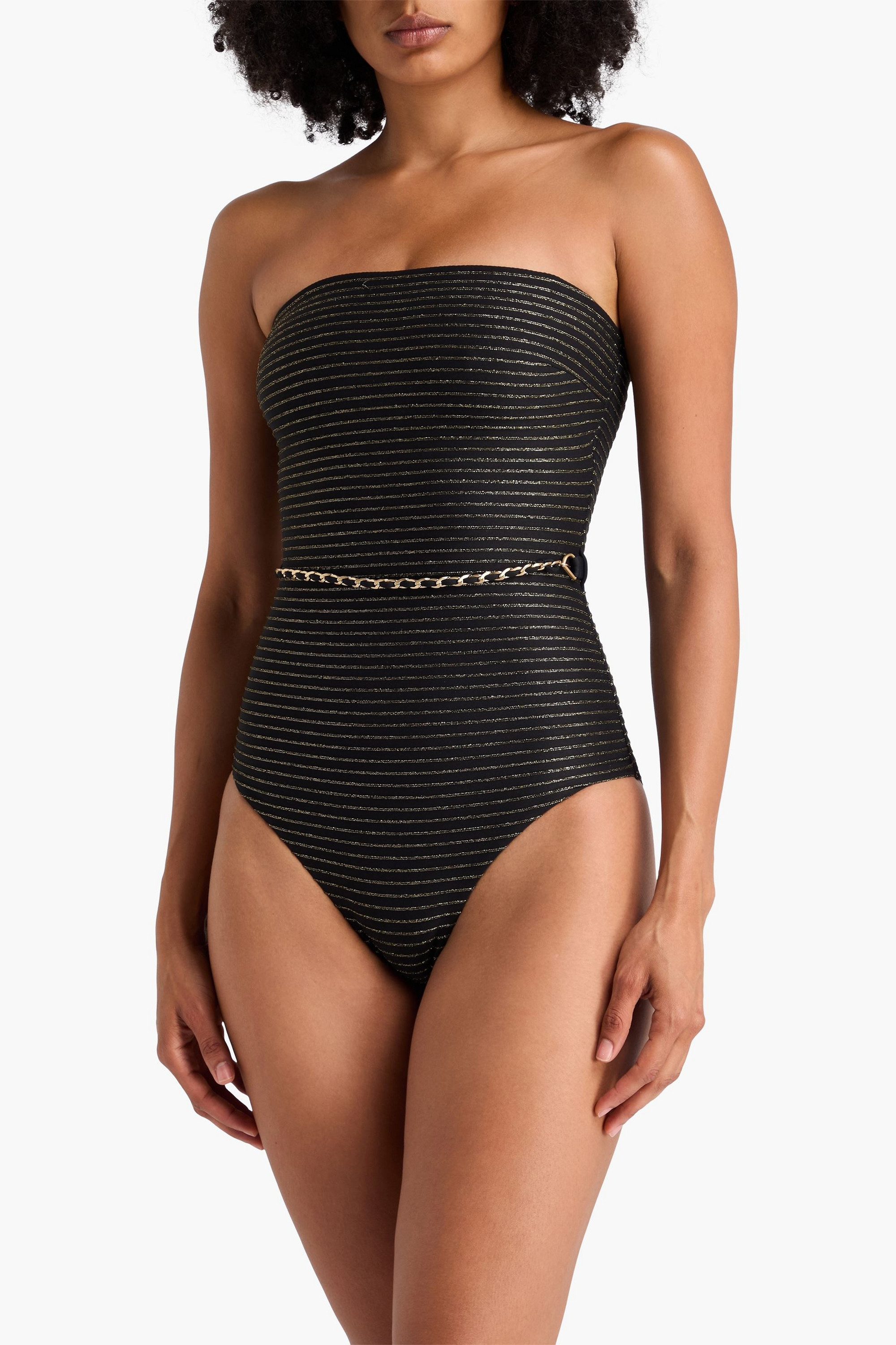 Zimmermann Metallic striped bandeau swimsuit