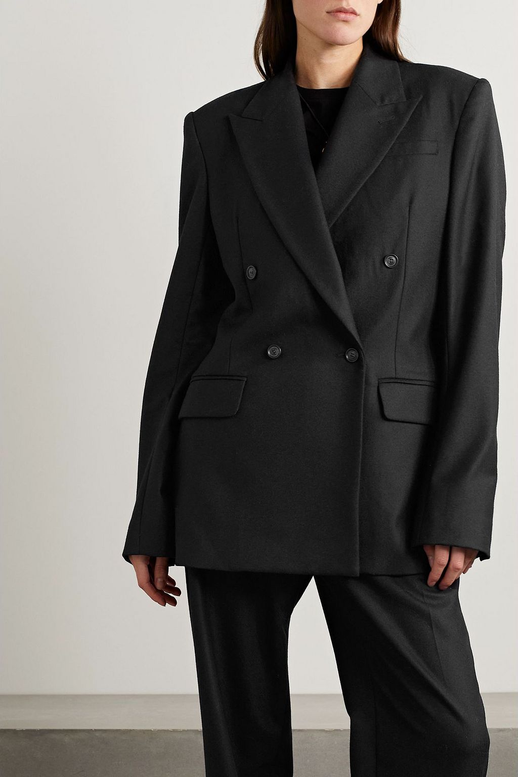 INTERIOR The Ren doppelreihiger Blazer aus Woll-Twill