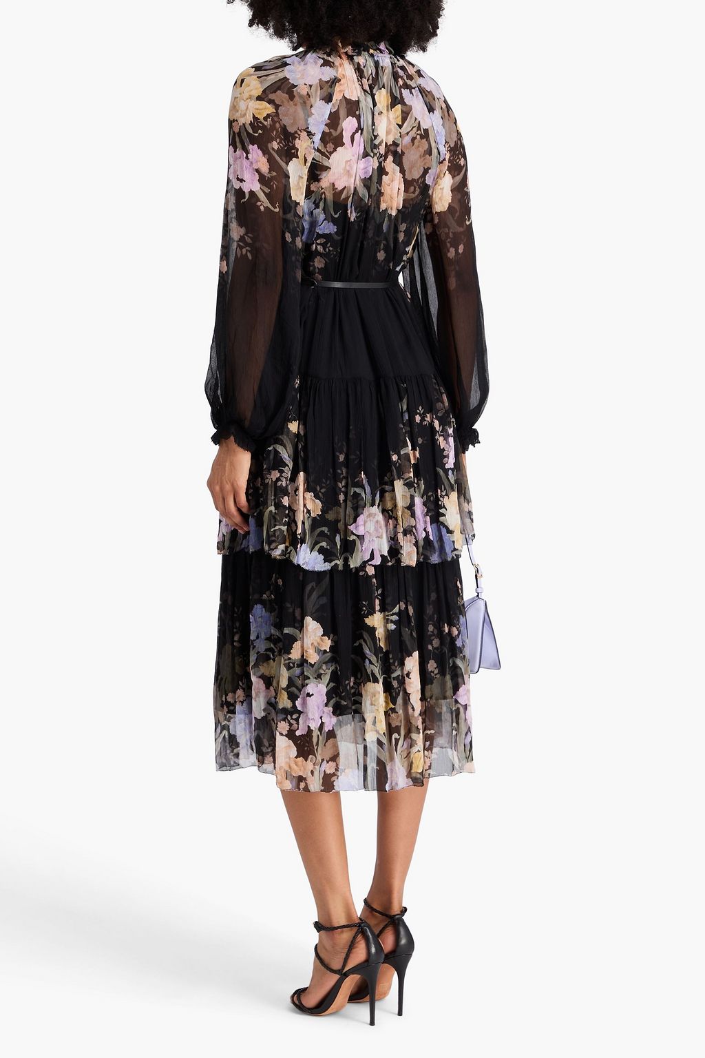 ZIMMERMANN Tiered floral-print crepon midi dress
