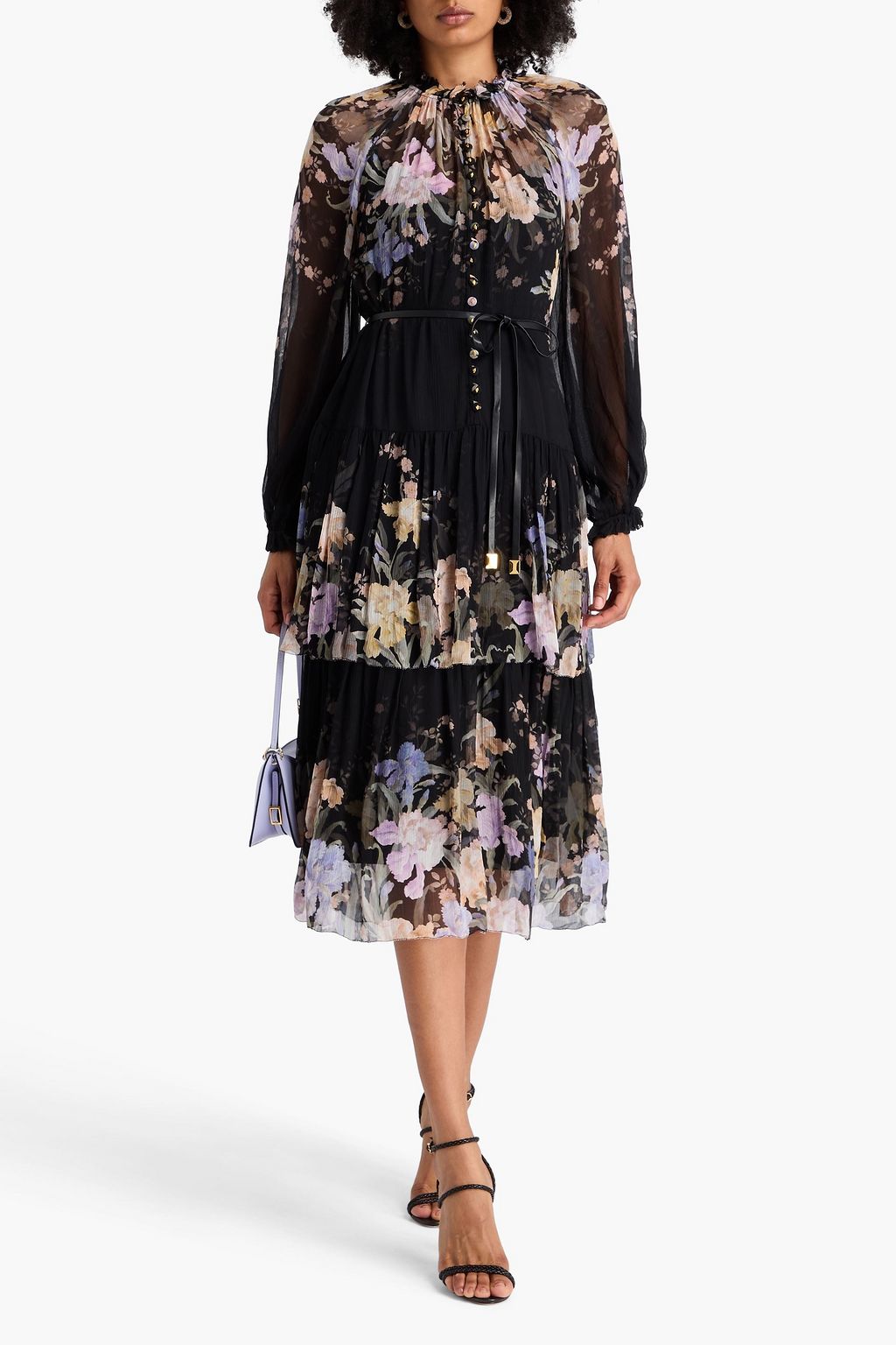 ZIMMERMANN Tiered floral-print crepon midi dress