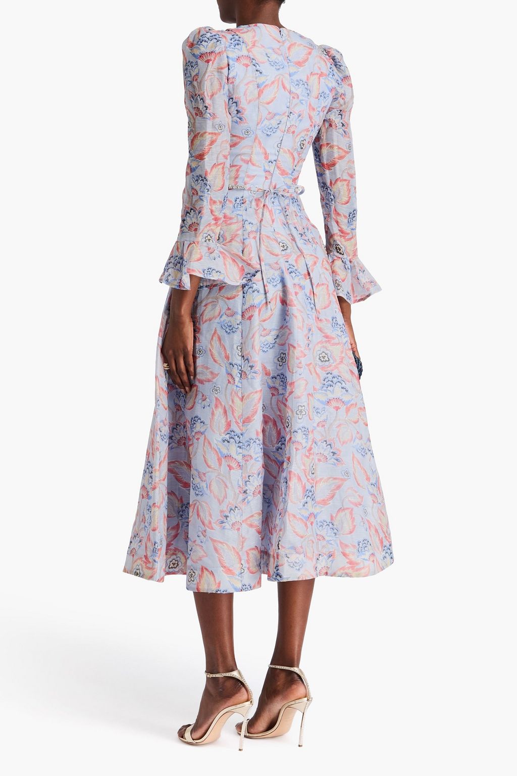 ZIMMERMANN Floral-print linen and silk-blend organza midi dress