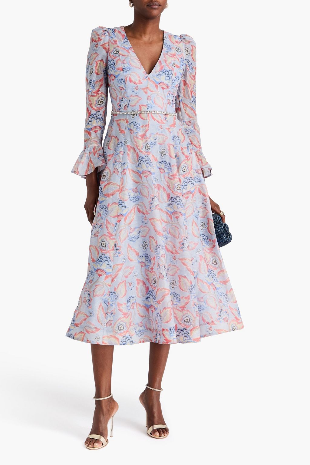 ZIMMERMANN Floral-print linen and silk-blend organza midi dress