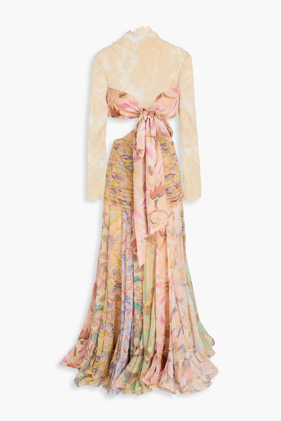 zimmermann - floral-print silk-georgette and lace maxi dress - pink - 00
